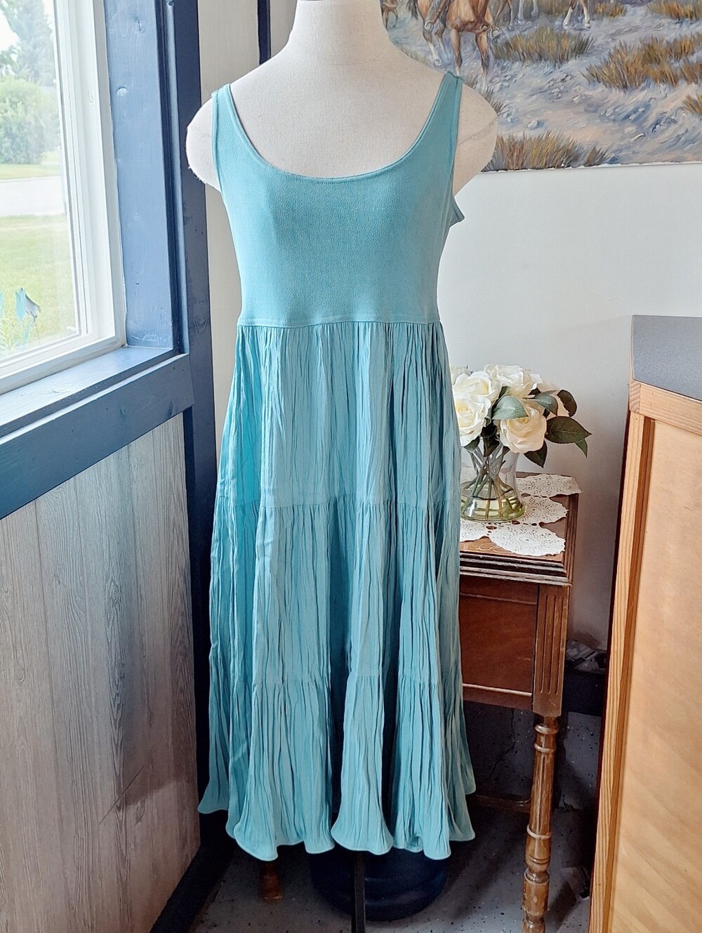 Hairston Roberson Vintage 1980s Tiered Broomstick Boho Sundress, PL,Style#816802